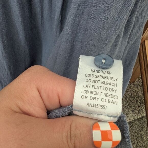 Baltic Born Hannah Midi Asymmetric Ruffle Dusty Blue Midi Dress Size 3X - Picture 9 of 10